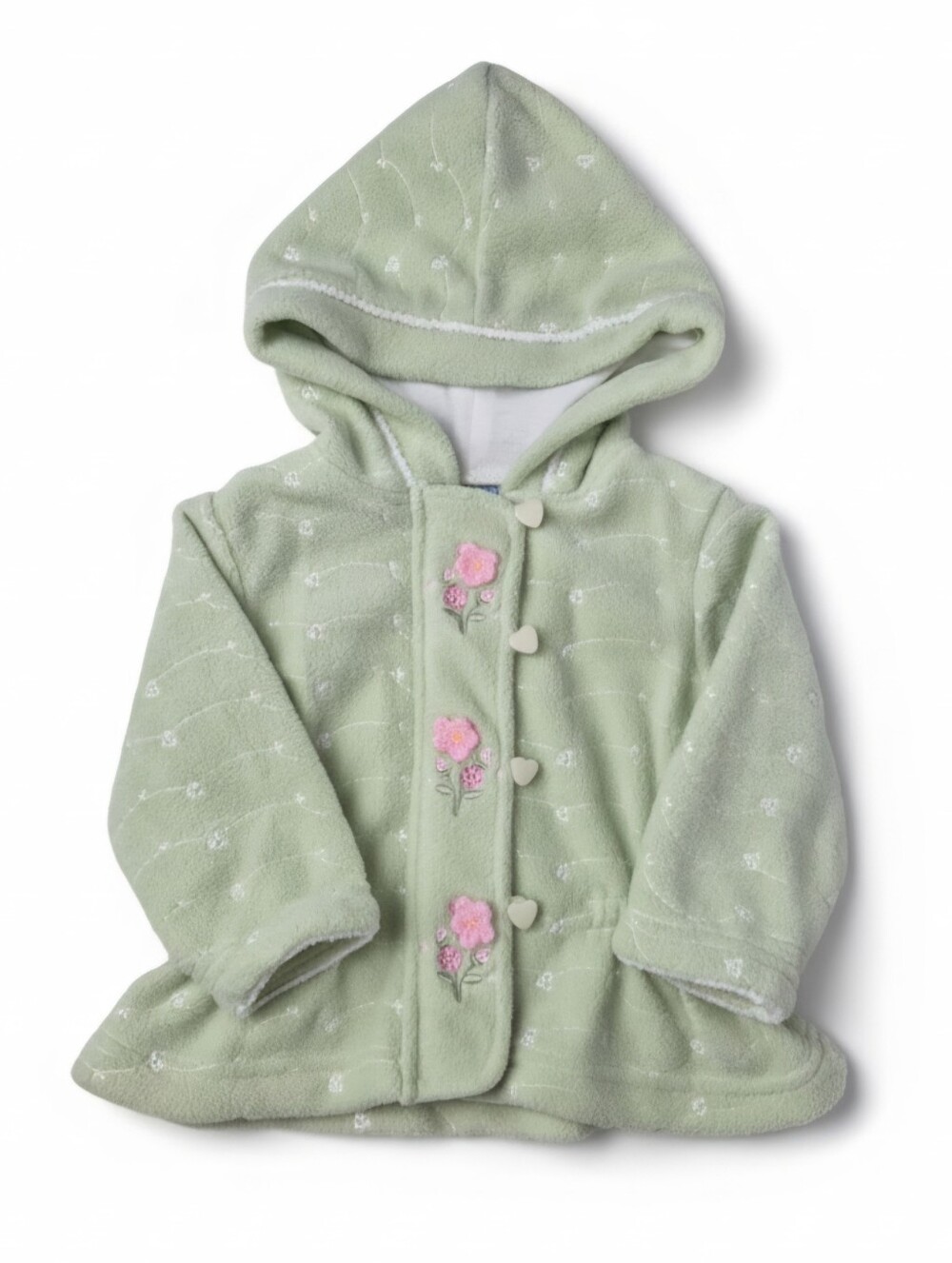Vintage 90s/Y2K Baby Headquarters Mint Green Floral Fleece Jacket 18M